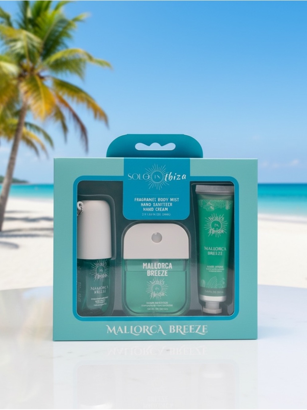 Mallorca Breeze Fragrance Body Mist, Hand Sanitizer & Hand Cream Set